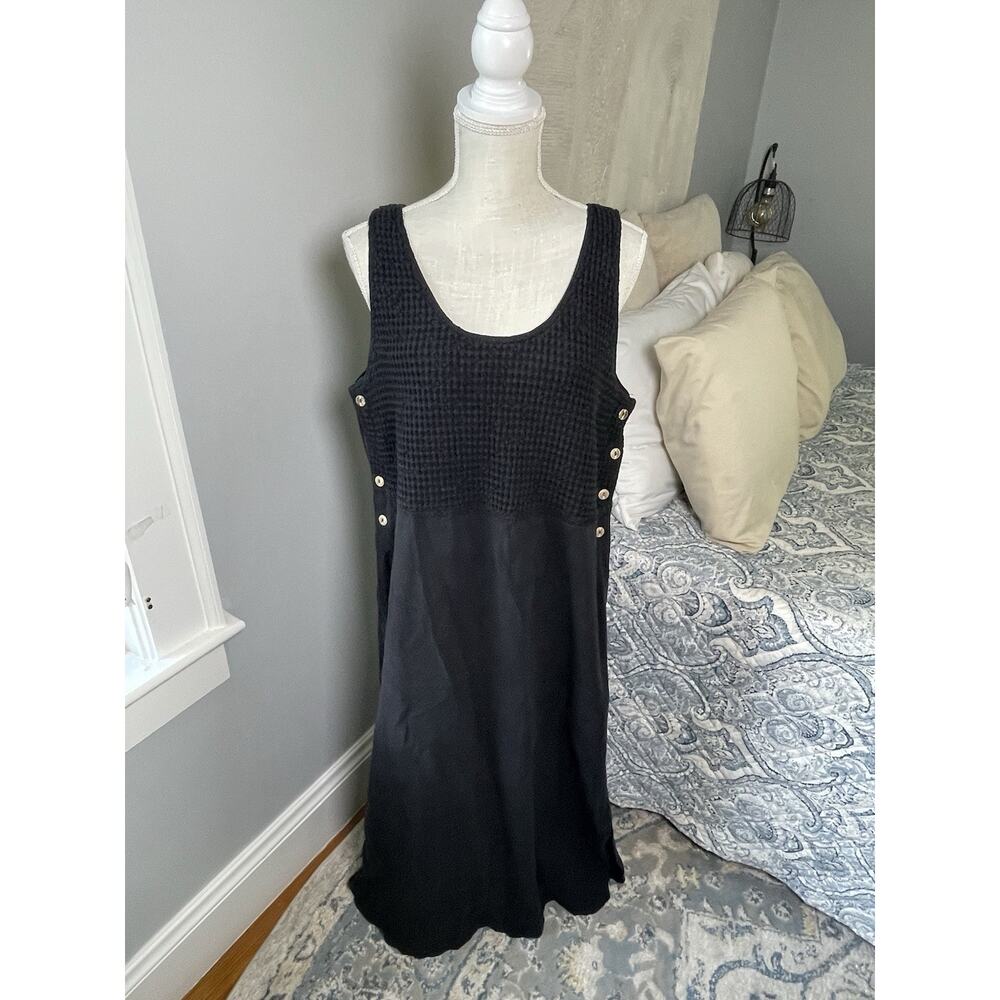 Nadia Black Textured Button Side Sleeveless Maxi Dress Women’s Size M